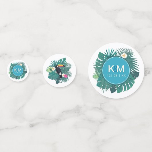 Confettis Aquarelle Tropical avec Toucan Turquoise ID577 (Devant)