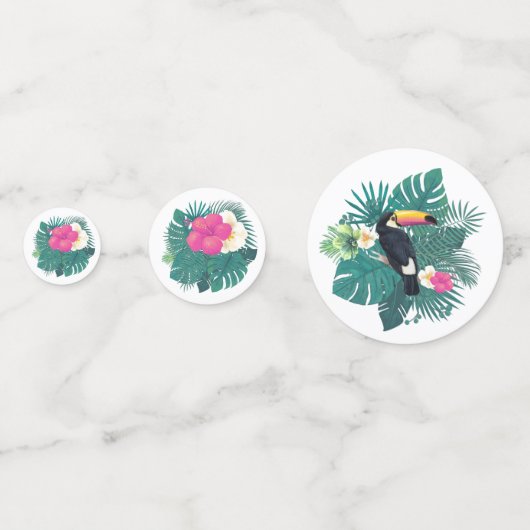 Confettis Aquarelle Tropical avec Toucan Turquoise ID577 (Derrière)