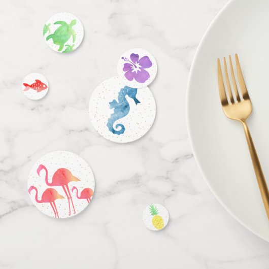 Confettis Aquarelle tropicale Animaux & Étincelles d'or Plan (Groupe)