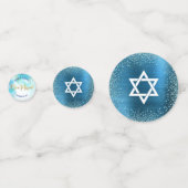 Confettis Aquarelle Turquoise B'nai Mitzvah Gold Script (Derrière)