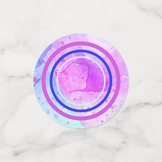 Confettis Aquarelle turquoise, violet, rose pastel Abstrait (Petit recto)