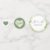 Confettis Aquarelle Verdure Monogramme Mariage photo (Derrière)