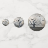 Confettis Arbre effrayant d'Halloween avec corbeau et chauve (Devant)