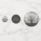 Confettis Arbre effrayant d'Halloween avec corbeau et chauve (Derrière)