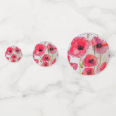 Confettis Assiette en papier motif fleur de coquelicot rouge (Devant)