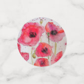 Confettis Assiette en papier motif fleur de coquelicot rouge (Petit recto)