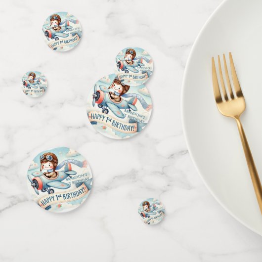 Confettis Avion Boy 1er anniversaire (Groupe)