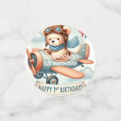 Confettis Avion Boy Bear 1ère fête d'anniversaire (Petit recto)