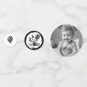 Confettis Axolotl et ballons noirs et blancs Anniversaire (Derrière)