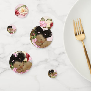 Confettis Baby Garden Roses rose ivoire vert Afro Puffs