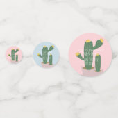 Confettis Baby shower Cactus Cupcakes Merci bleu rose (Devant)