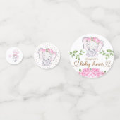Confettis Baby shower d'aquarelle à l'éléphant et aux fleurs (Devant)