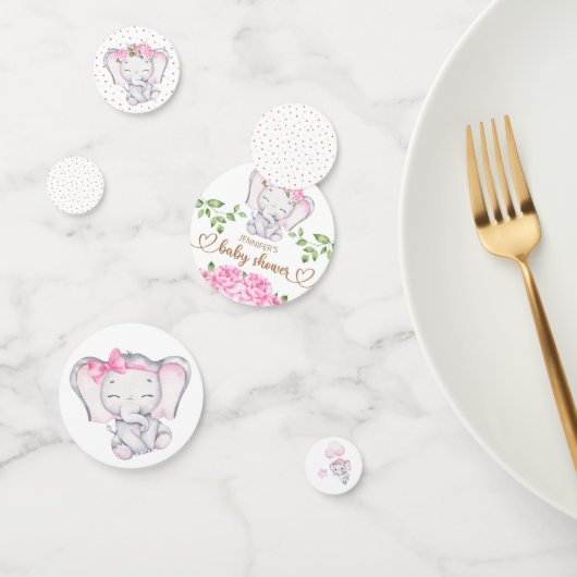 Confettis Baby shower d'aquarelle à l'éléphant et aux fleurs (Groupe)