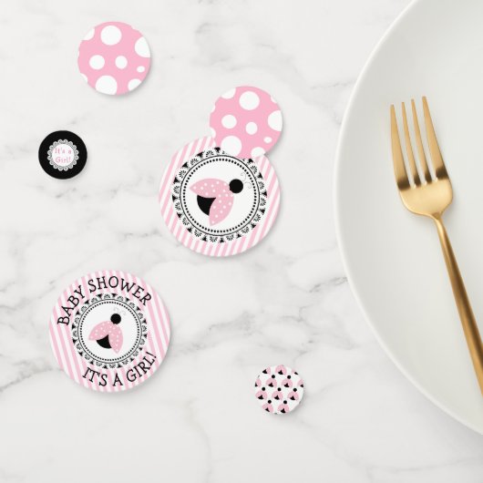Confettis Baby shower de la fille de Ladybug rose (Groupe)