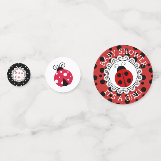 Confettis Baby shower de la fille Red Ladybug (Derrière)