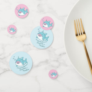 Confettis Baby shower de requin mignon Kawaii fille rose