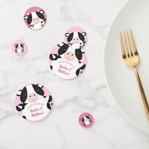 Confettis Baby shower de vache rose