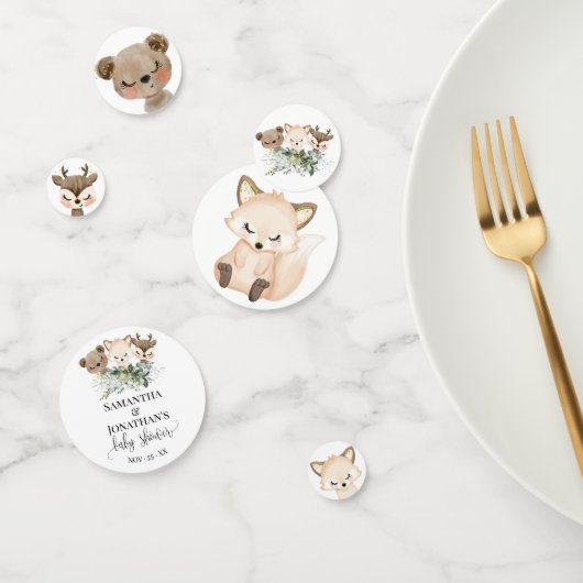 Confettis Baby shower de verdure des animaux forestiers (Groupe)