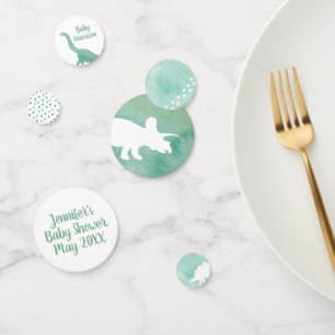 Confettis Baby shower Dinosaure Aquarelle Verte