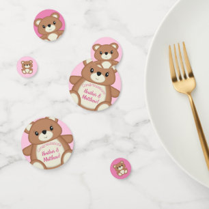 Confettis Baby shower d'ours en peluche rose