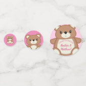 Confettis Baby shower d'ours en peluche rose (Devant)