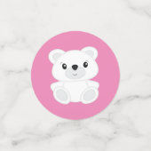 Confettis Baby shower d'ours polaire rose (Petit recto)