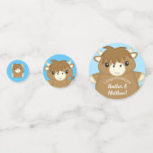 Confettis Baby shower écossais de vache Highland Blue (Devant)