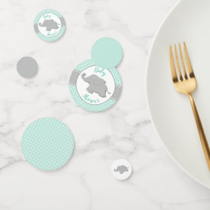 Confettis Baby Shower éléphant mignon pois mint