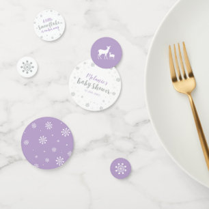 Confettis Baby Shower Fille Flocon de Neige Hiver Argent et