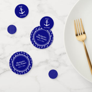 Confettis Baby shower marin bleu et blanc