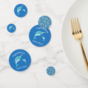 Confettis Baby shower Narwhal Blue Boy Whale
