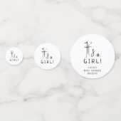 Confettis Baby shower Neutre Moderne Simple C'est une fille (Derrière)