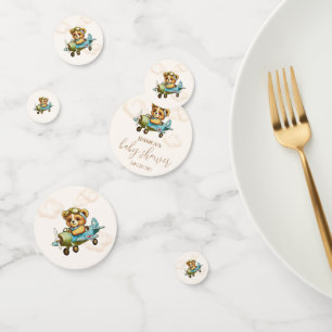 Confettis Baby shower pilote d'avion Teddy Bear
