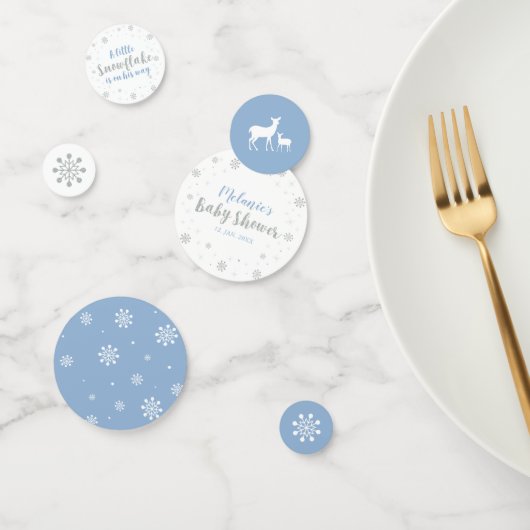 Confettis Baby shower pour garçon Silver & Blue Winter Snowf (Groupe)