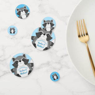 Confettis Baby shower Raccoon bleu