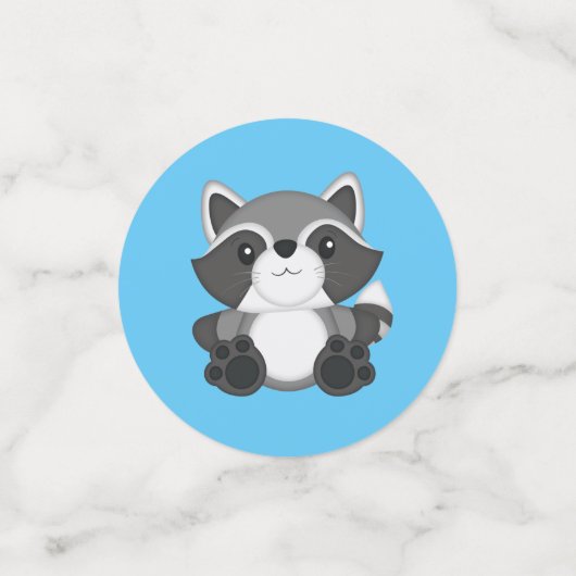 Confettis Baby shower Raccoon bleu (Petit recto)