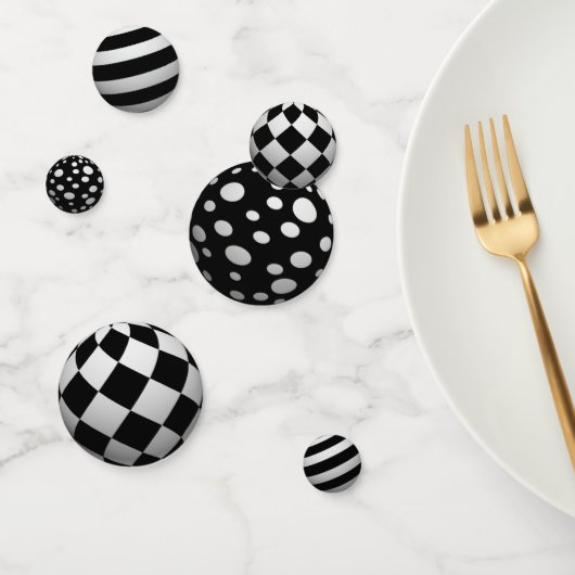 Confettis Balles 3D noires et blanches (Groupe)