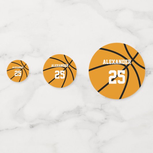 Confettis Ballon de basket | Nom et numéro (Devant)