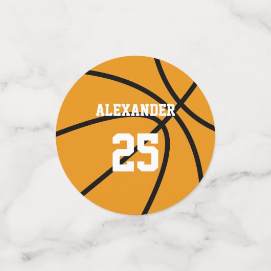 Confettis Ballon de basket | Nom et numéro (Petit recto)