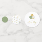 Confettis Ballons verts et or | Oh Baby Boy Baby shower (Devant)