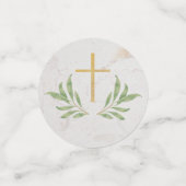 Confettis Baptême Photo Verdure Botanique Marbre géométrique (Petit recto)