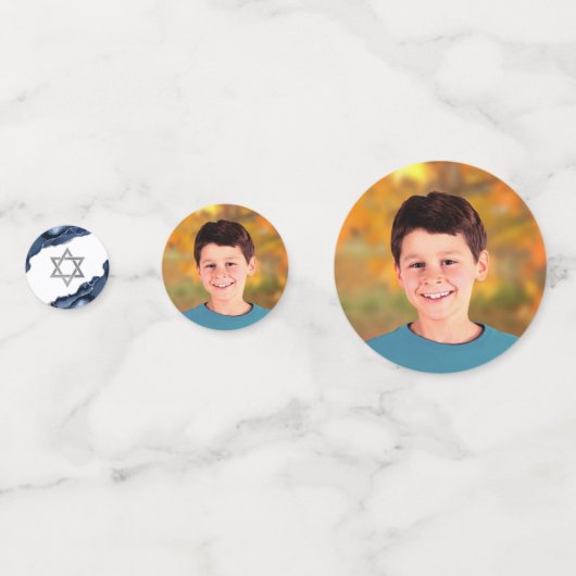 Confettis Bar Mitzvah Bold Modern Navy Blue Agate Script (Devant)