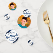 Confettis Bar Mitzvah Bold Modern Navy Blue Agate Script (Groupe)
