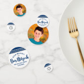 Confettis Bar Mitzvah Modern Navy Blue Silver Tallit Script (Groupe)