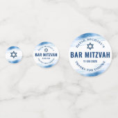 Confettis Bar Mitzvah Photo Moderne Marine Typographie Blue  (Derrière)