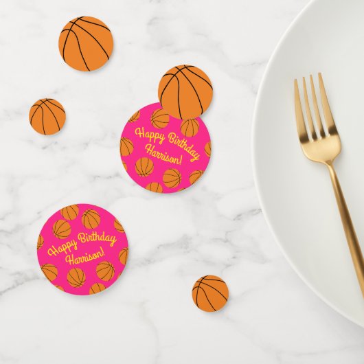 Confettis Basketball Sports Anniversaire fête rose (Groupe)