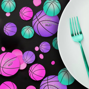 Confettis Basketball Turquoise violet rose vif Joyeux annive