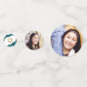Confettis Bat Mitzvah 2 Photo Turquoise Agate Or Script (Devant)