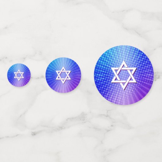 Confettis Bat mitzvah Bold Boho Retro Blue Purple Gradient (Devant)