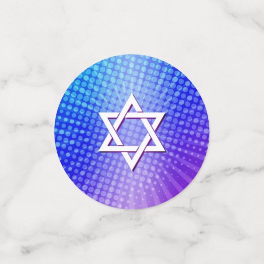 Confettis Bat mitzvah Bold Boho Retro Blue Purple Gradient (Petit recto)